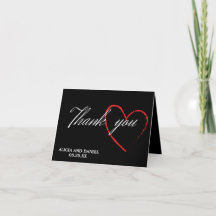 Carte de remerciements mariage noir