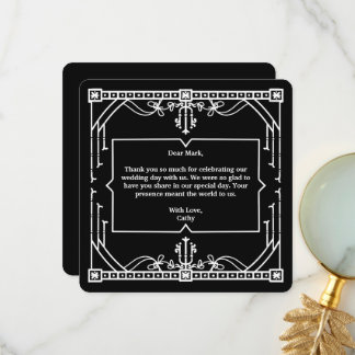 Carte de remerciements Mariage noir