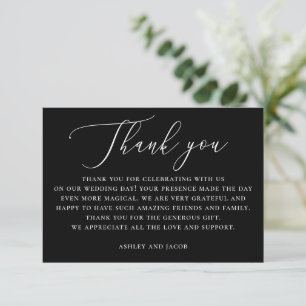 Carte De Remerciements Mariage Noir Classique Typographie délicate form