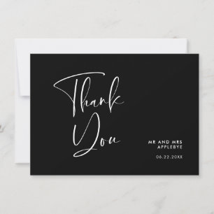Carte de remerciements mariage noir élégant et mod