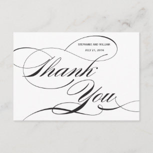 Carte de remerciements Mariage noir et blanc