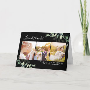 Carte De Remerciements Mariage noir Eucalyptus Photo