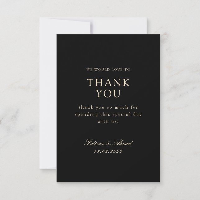 Carte De Remerciements Mariage noir musulman minimal (Devant)