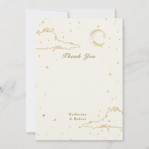 Carte De Remerciements Mariage Nuages Lune Or Céleste Mystique