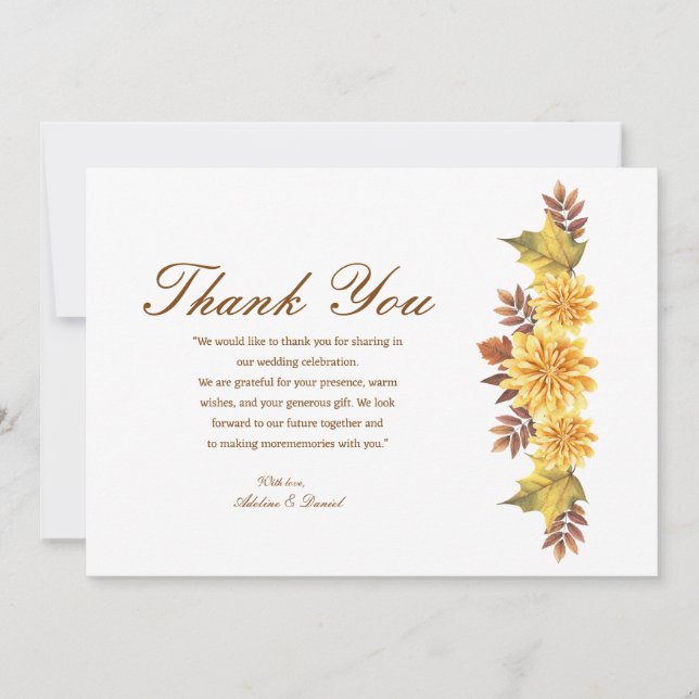 Carte De Remerciements Mariage Orange Brûlé Remerciements (Devant)