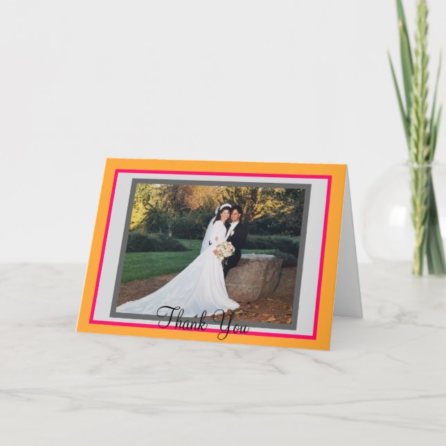 Carte De Remerciements Mariage Orange Raspberry Photo (Devant)