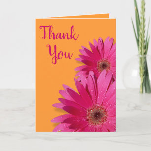 Carte de remerciements Mariage orange rose Gerbera