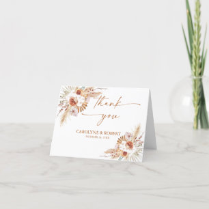 Carte De Remerciements Mariage Pampas Grass Boho Terracotta