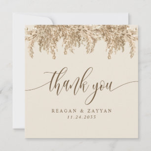 Carte de remerciements Mariage Pampas Grass Earthy
