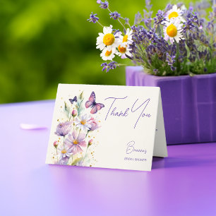 Carte De Remerciements Mariage papillons violets 