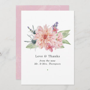 Carte De Remerciements Mariage Pastel Blush Pink Dahlia