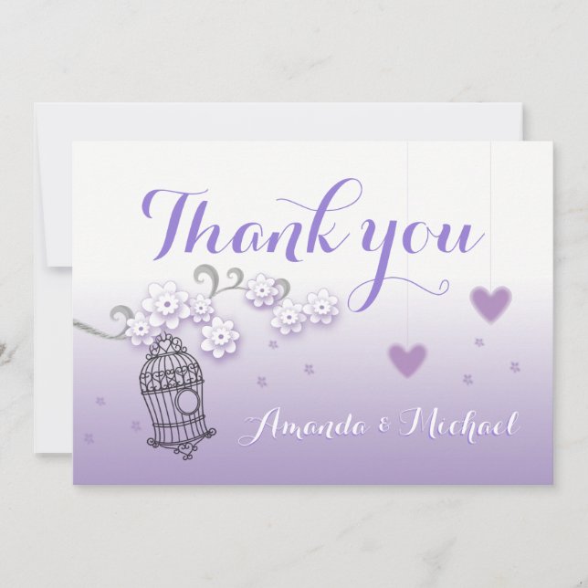 Carte de remerciements mariage Pastel lovebirds (Devant)