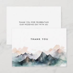 Carte De Remerciements Mariage paysager moderne Watercolor Mountain
