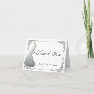 Carte de remerciements Mariage Peacock blanc perso