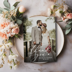 Carte De Remerciements Mariage personnalisé avec écriture blanche