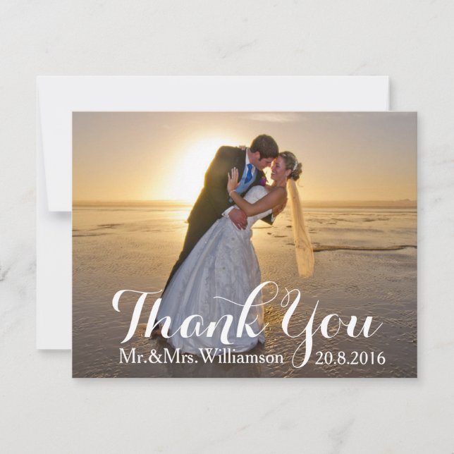 Carte de remerciements Mariage personnalisé avec p (Devant)