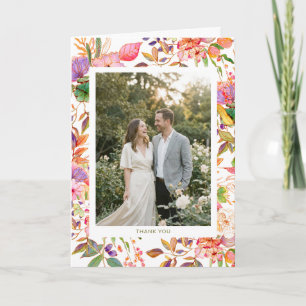 Carte De Remerciements Mariage personnalisé avec photo florale aquarelle