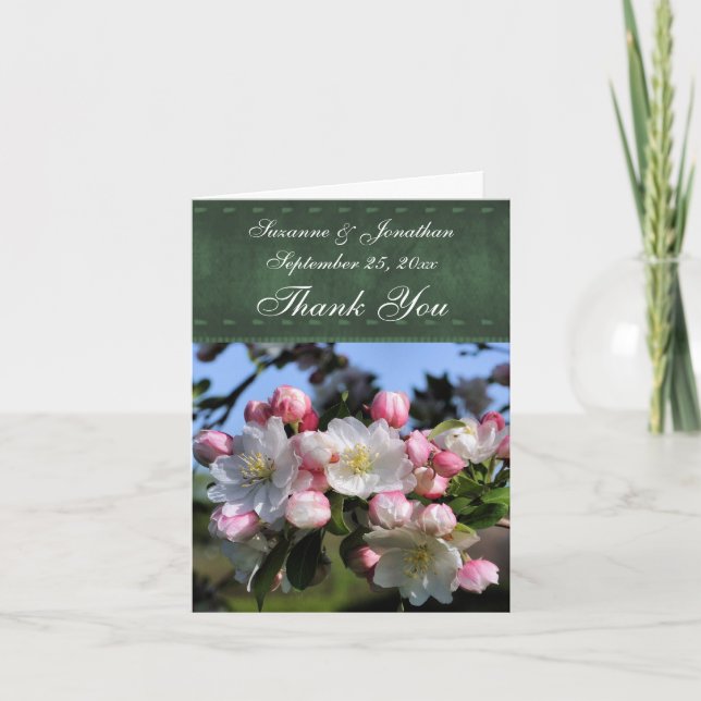 Carte De Remerciements Mariage personnalisé des fleurs de printemps blanc (Devant)