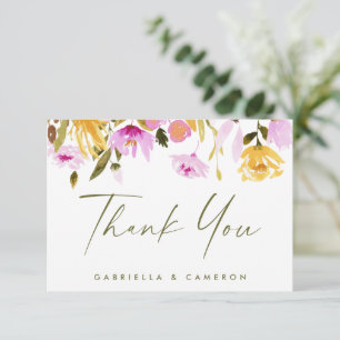 Carte De Remerciements Mariage personnalisé élégant à l'aquarelle