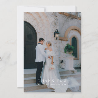 Carte De Remerciements Mariage Personnalisé Élégant Moderne avec 3 Photos