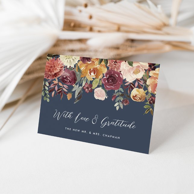 Carte De Remerciements Mariage personnalisé en fleur rustique (Créateur téléchargé)