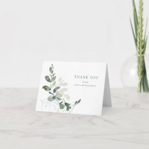 Carte De Remerciements Mariage personnalisé Eucalyptus botanique plié