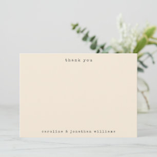 Carte De Remerciements Mariage personnalisé sur machine à écrire rétro mi