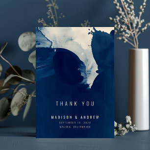 Carte De Remerciements Mariage photo Abstrait Unique Navy Blue Ink