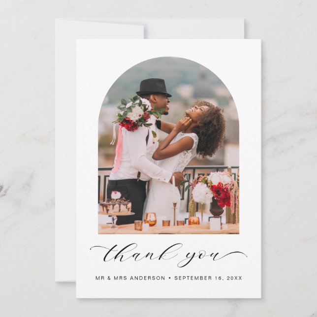 Carte De Remerciements Mariage photo Arche moderne (Devant)