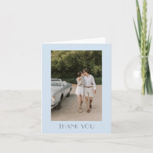 Carte De Remerciements Mariage photo Art Déco bleu doux minimaliste