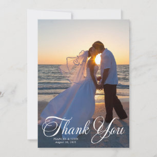 Carte De Remerciements Mariage Photo Beau Script Formal
