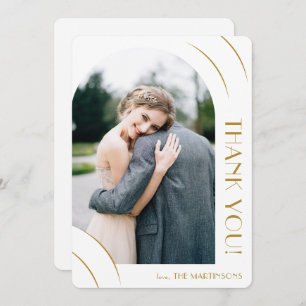 Carte De Remerciements Mariage photo blanc chic