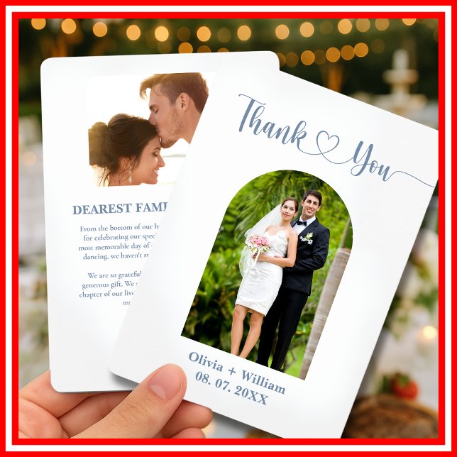 Carte De Remerciements Mariage photo bleu Dusty (Créateur téléchargé)