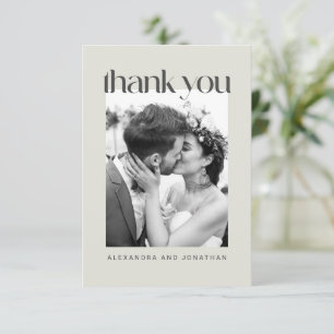 Carte De Remerciements Mariage Photo Bohème Floral Taupe Sage Rustique
