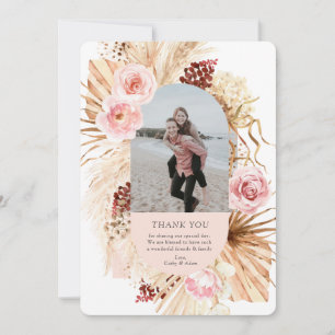 Carte De Remerciements Mariage photo Boho Pampas Grass Floral Arch
