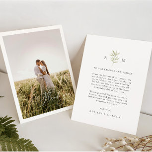 Carte De Remerciements Mariage photo botanique minimal