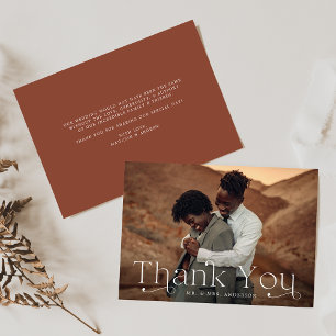 Carte De Remerciements Mariage photo Classic Elegance Brown Clay