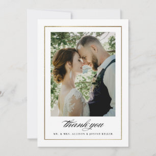 Carte De Remerciements Mariage photo classique Gold