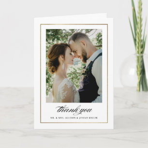 Carte De Remerciements Mariage photo classique Gold
