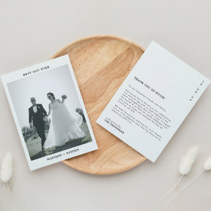 Carte De Remerciements Mariage photo classique minimal