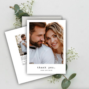 Carte De Remerciements Mariage photo classique simple Retro