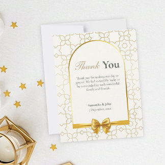 Carte De Remerciements Mariage photo d'arc géométrique en or
