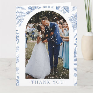 Carte De Remerciements Mariage photo de fleurs de saule bleu blanc