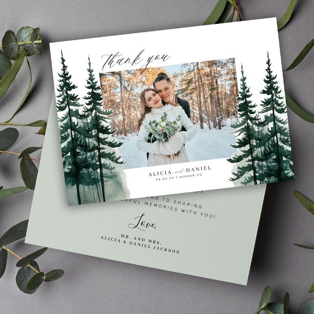 Carte De Remerciements Mariage photo de forêt de montagne rustique (Créateur téléchargé)