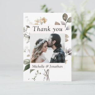 Carte De Remerciements Mariage photo de l'aquarelle Feuilles d'automne