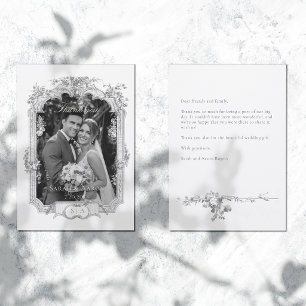 Carte De Remerciements Mariage photo de rose française classique ornée