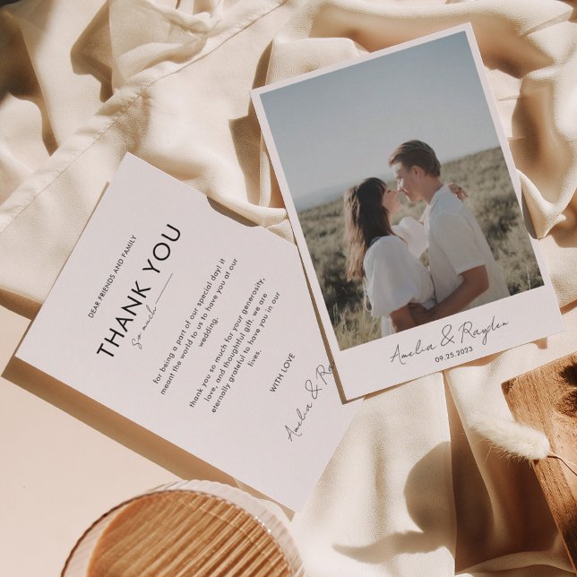 Carte De Remerciements Mariage photo de script de typographie classique (Créateur téléchargé)