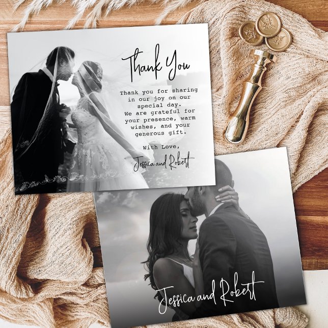 Carte de remerciements Mariage photo de script élé (Créateur téléchargé)