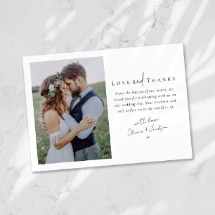 Carte De Remerciements Mariage photo de script Love and Thanks