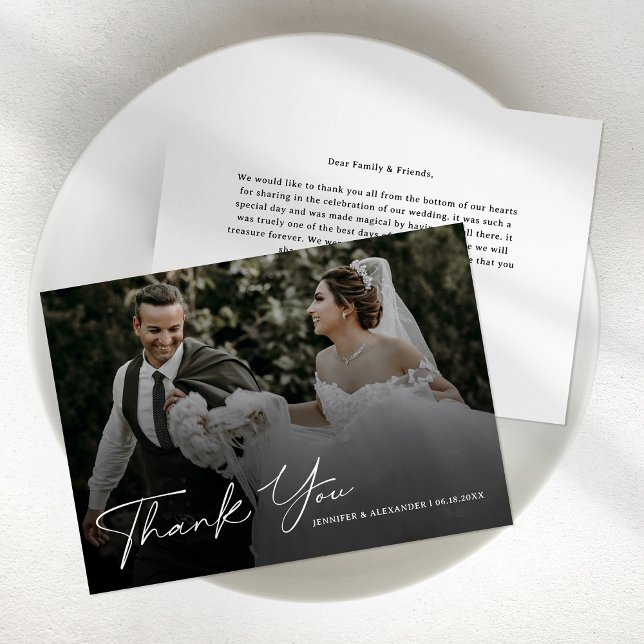 Carte De Remerciements Mariage photo de script moderne (Créateur téléchargé)
